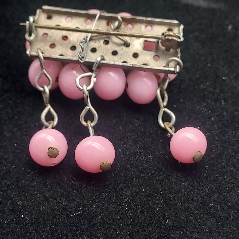 Miriam Haskell Brooch Early 1940s Unsigned Pink B… - image 7